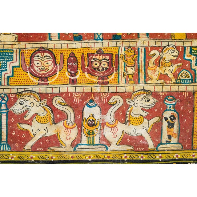 A COLORFUL JAIN PAINTING, c. 1900s India, around 1900. Oil on canvas, finely painted with strong and vibrant colors...