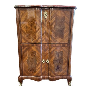 19th Century French Transition Period Secretaire Abattant with Rouge Marbletop and Matched Veneer For Sale