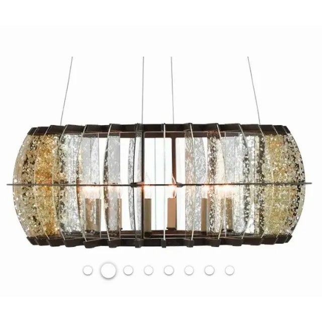 Currey & Company Massive Zanzibar Rectangular Mercury Glass Steel 12 Light Chandelier For Sale - Image 10 of 10