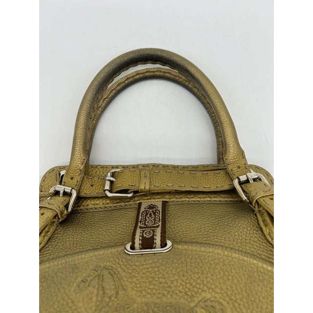 Contemporary Fendi Selleria Villa Borghese Gold Leather Tote For Sale - Image 3 of 7
