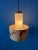 Mid-Century Opaline Glass Pendant Lamp with Beige Fabric Jungle Shade For Sale - Image 3 of 11