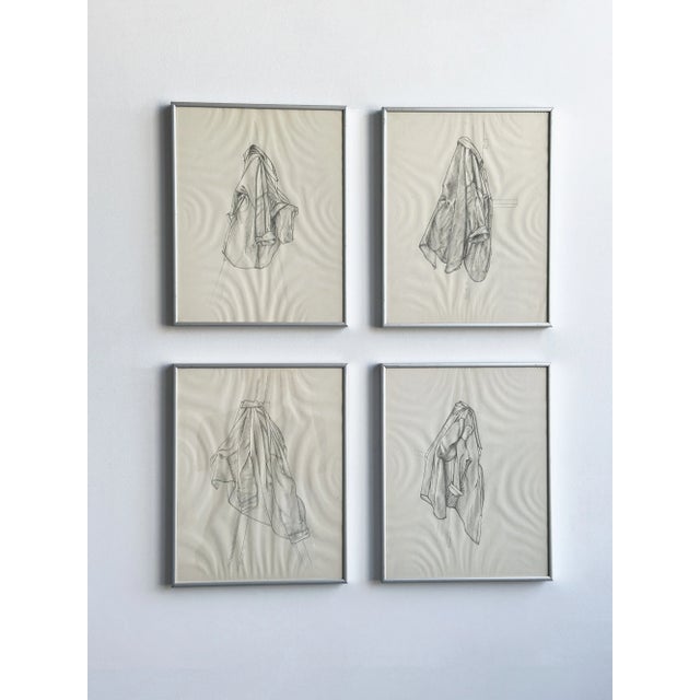 Vintage Quartet of Graphite on Paper Shirt Illustrations, a Set, Circa 1978 For Sale - Image 17 of 17