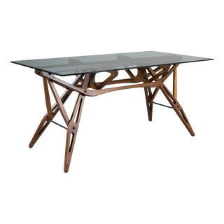 Rectangular Table in Wood and Glass by Carlo Mollino for Zanotta, 1980s For Sale