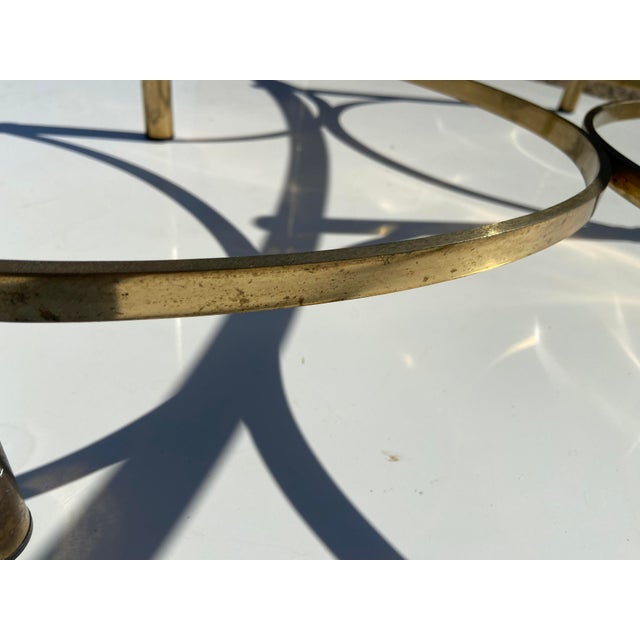 Vintage Mid Century Cocktail Labarge Style Brass and Glass Oval Coffee Table For Sale - Image 12 of 17