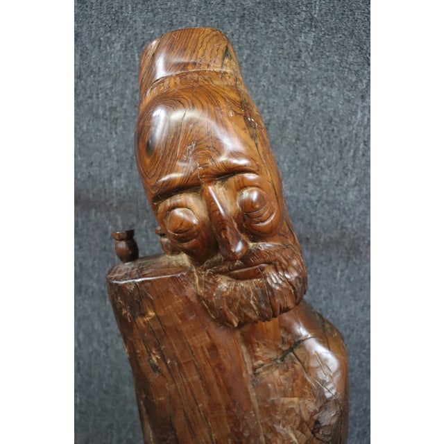 Asian Rosewood Carved Statue For Sale - Image 3 of 8