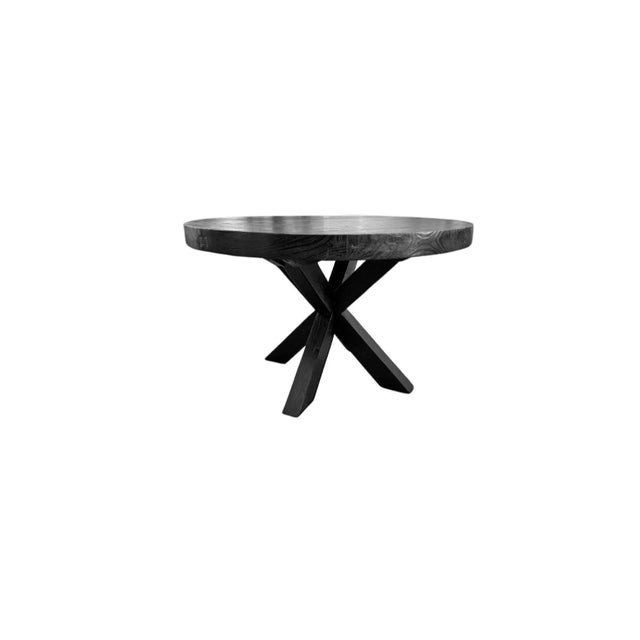 Contemporary Sculptural Solid Teak Wood Dining Table With Expressive Grain, Burnt Finish For Sale - Image 3 of 10