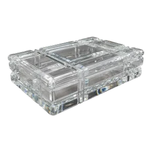 Ralph Lauren Vintage Glen Plaid Crystal Cut Glass Trinket Dresser Box