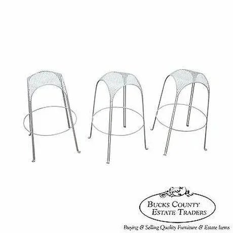 Mid Century Modern Set of 3 Painted Metal Bar Stools For Sale - Image 13 of 13
