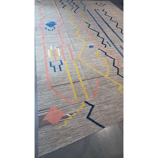 Decorative Flat Woven Rug For Sale In Los Angeles - Image 6 of 11