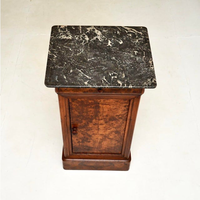 Wood French Walnut Bedside Table with Marble Top, 1880s For Sale - Image 7 of 10