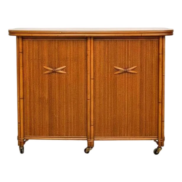 1950s Heywood-Wakefield MCM Hawaiian Mobile Cocktail Bar For Sale
