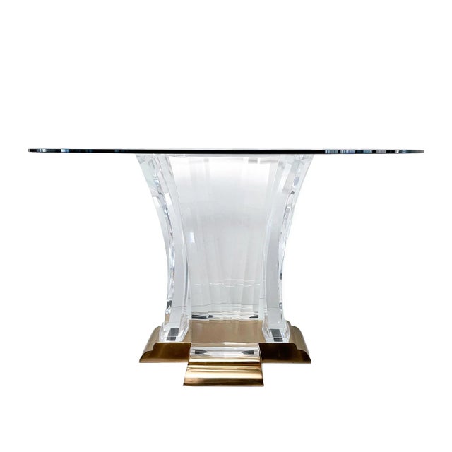 Contemporary Jeffrey Bigelow Lucite and Bronze Foyer / Center / Dining Table For Sale - Image 3 of 8