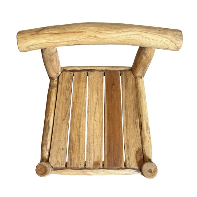 Coastal Organic Teak Stick Bar Stool For Sale In Los Angeles - Image 6 of 11
