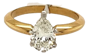 Late 20th Century 1.09 Pear I VS1 GIA Ring, Size 6