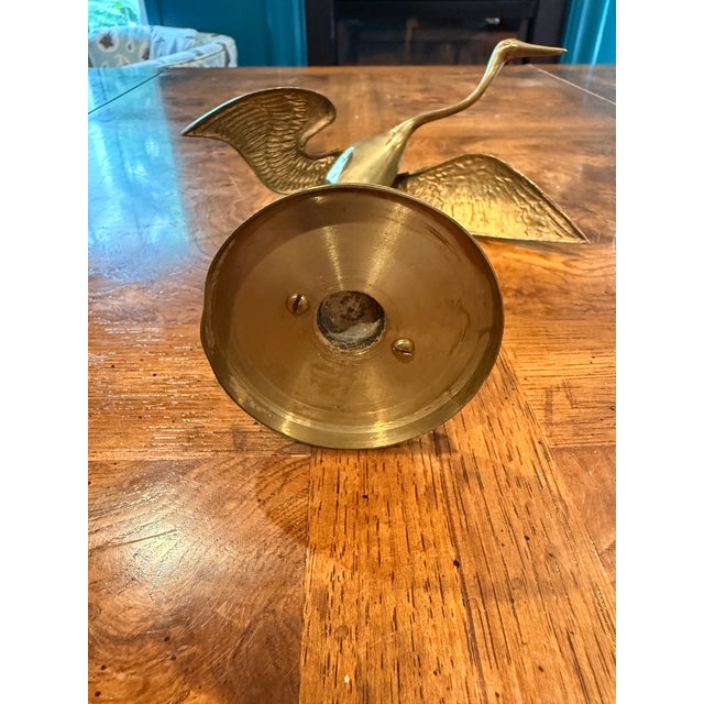 Metal Vintage Brass Crane For Sale - Image 7 of 9