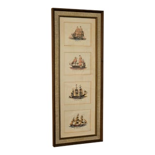1960s Vintage Maritime Clipper Sailing Ships Framed Prints Old Ironsides Flying Cloud Arthur a Kaplan Ny For Sale