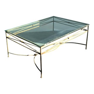Vintage Boho Distressed Wrought Iron Coffee Table For Sale
