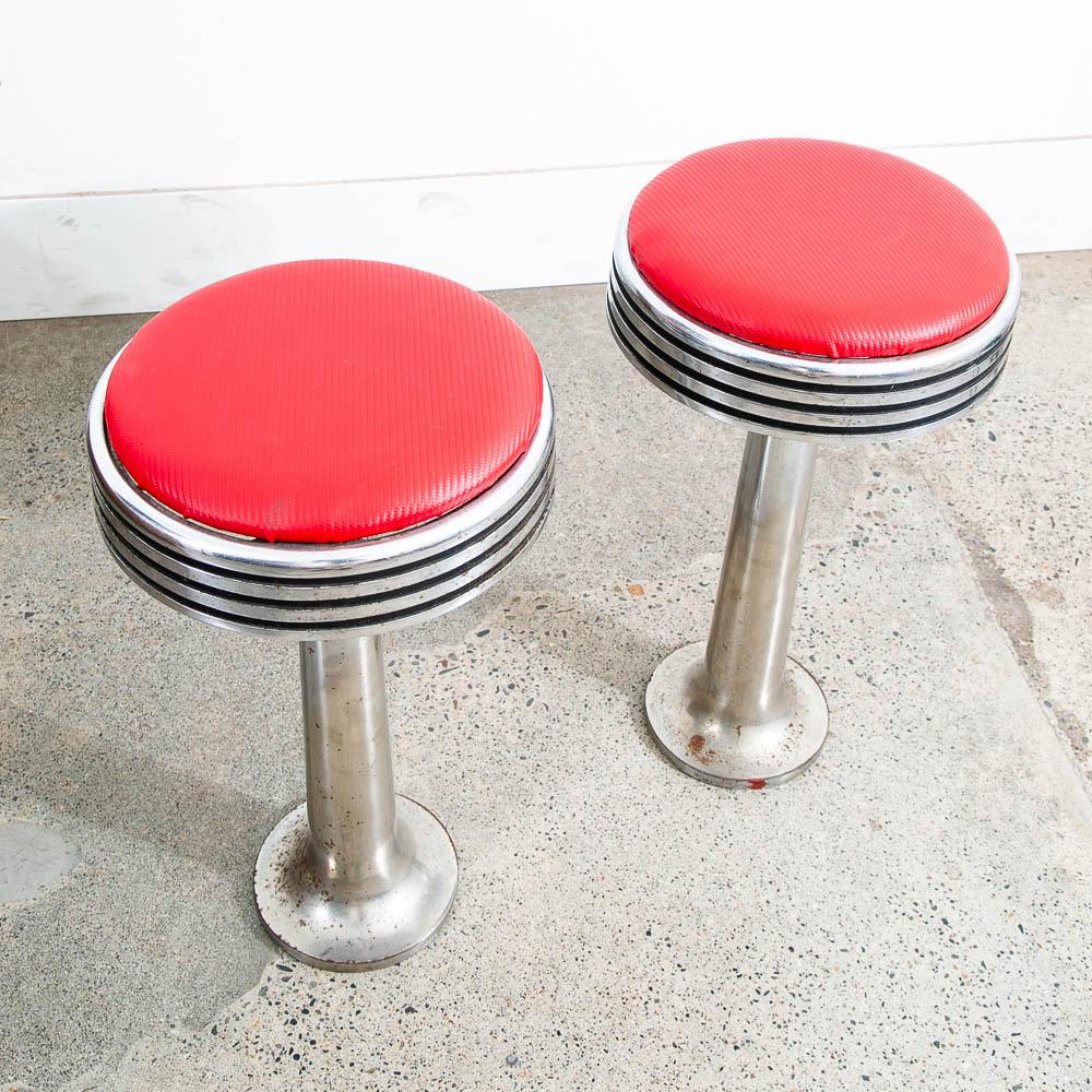 Classic 50's Diner Bar Stools - Red - Retro Style - New - Made In USA