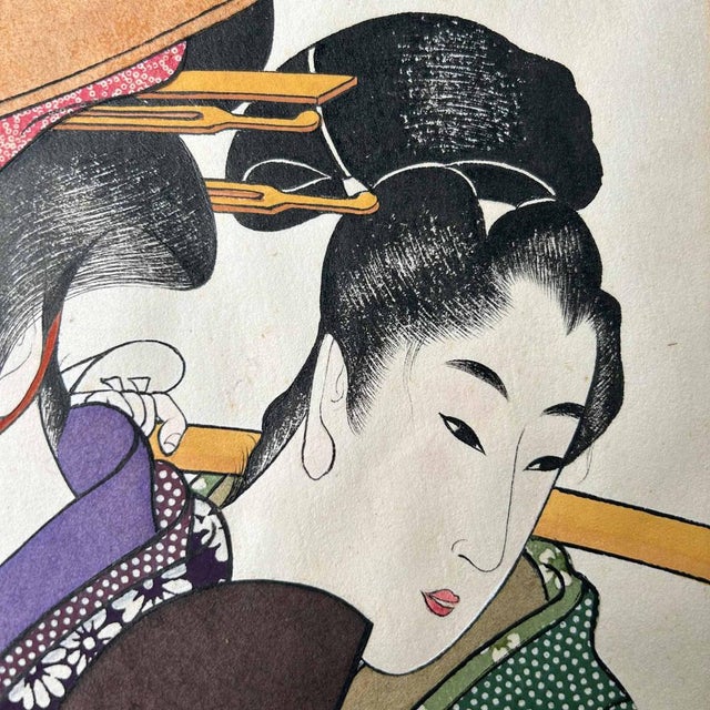 1940s Katsushika Orita, Geisha with Maiko, 1940s, Gouache For Sale - Image 5 of 11