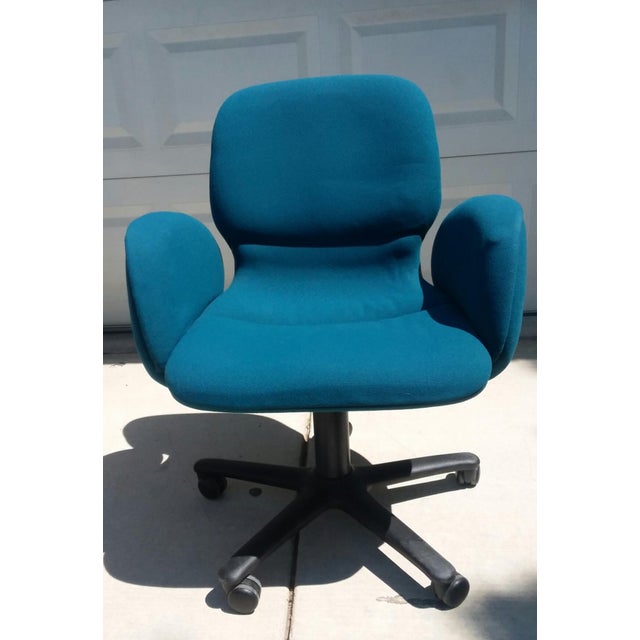 Vintage Steelcase Royal Blue Molded Swivel Barrel Office Arm Chair