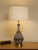Mid-Century Modern Mid 20th Century Ribbed Gourd Mid Century Table Lamp With Brass Base and White Drum Shade For Sale - Image 3 of 7