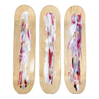 Set of 3 Skateboard Decks With Abstract Design For Sale