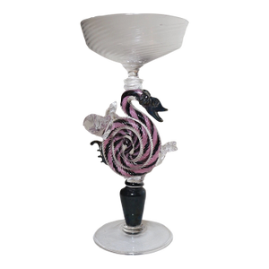 1990s Share Hand Blown Dragon Venetian Murano Art Studio Glass Goblet Chalice Stemware Cup