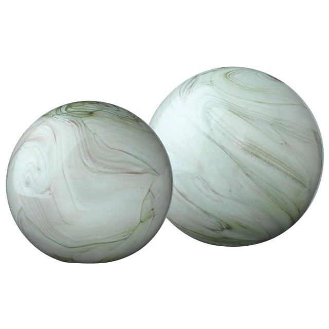 Green Jamie Young Cosmos Glass Balls in Green - Set of 2 For Sale - Image 8 of 8