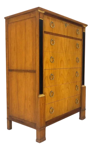 Baker Directoire Empire Style Ring Pulls 6 Drawers High Chest Dresser
