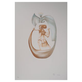 Jules Perahim, The Hebrew Alphabet, Man with Menorah, Original Lithograph For Sale