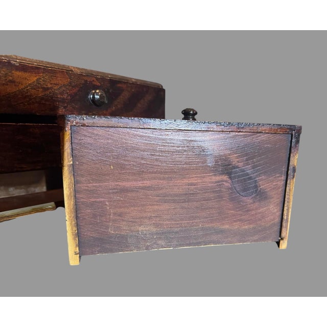 Primitive Miniature Wood 3 Drawer Chest Dresser Old Varnish Finish Tabletop For Sale - Image 6 of 8