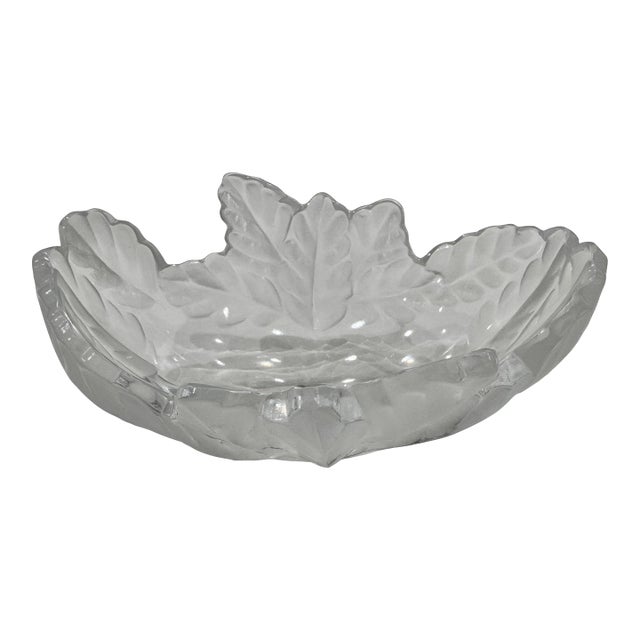 Lalique France Crystal Oak Leaf Compiegne Bowl-Mid Century For Sale