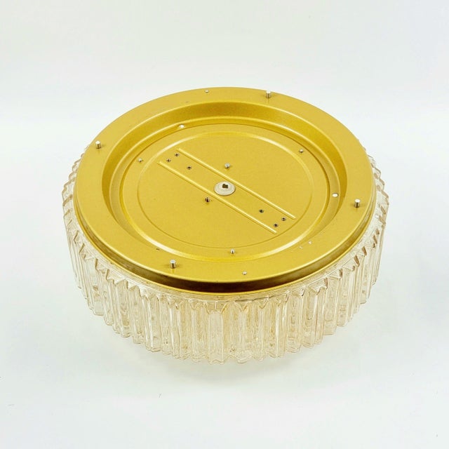 1970s Large Mid-Century Modern Amber Bubble Glass Flush Mount by Helena Tynell for Limburg, Germany, 1970s For Sale - Image 5 of 8