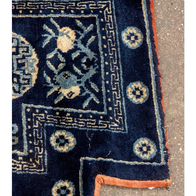 Textile Chinese Pao Tao Blue Saddle Rug, 4' 2" X 2' For Sale - Image 7 of 8