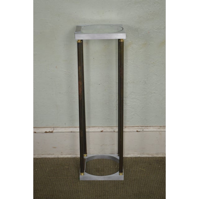 Mid Century Modern Mixed Metal Inset Glass Top Plant Stand Chairish