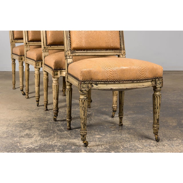 Peach Set of Six French Louis XVI Style Dining Chairs by Maison Jansen, 1890, Paris For Sale - Image 8 of 18