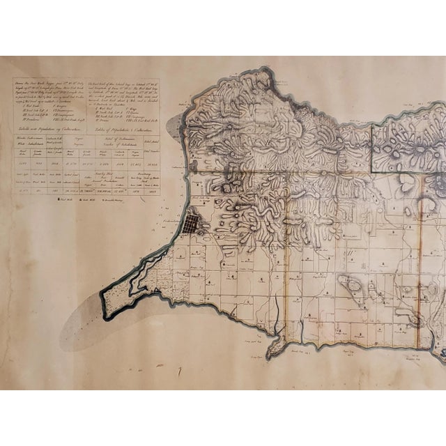 Ecru Large Vintage 1794 Danish Hand Colored Map of St. Croix For Sale - Image 8 of 13