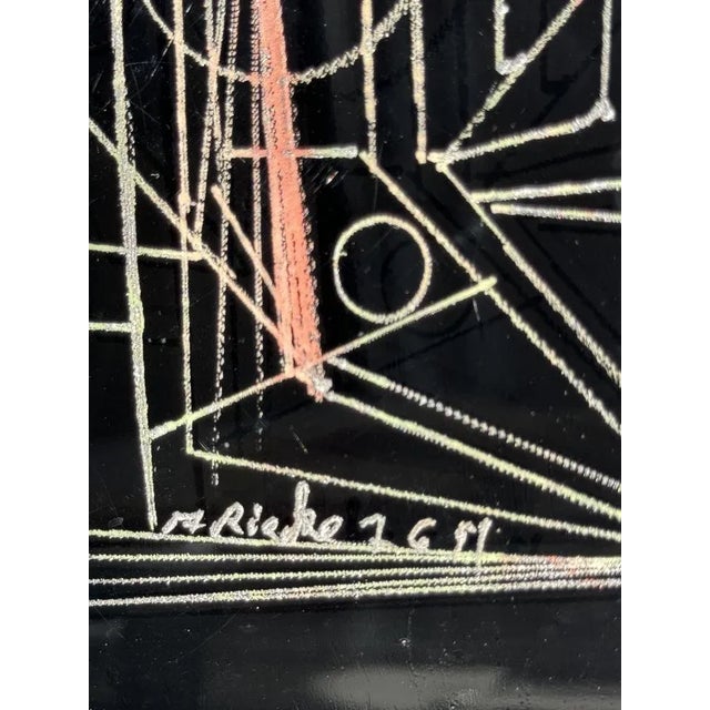 Modern Cubist Black Opaline Vase by Anatole Riecke, 1959 For Sale - Image 3 of 10