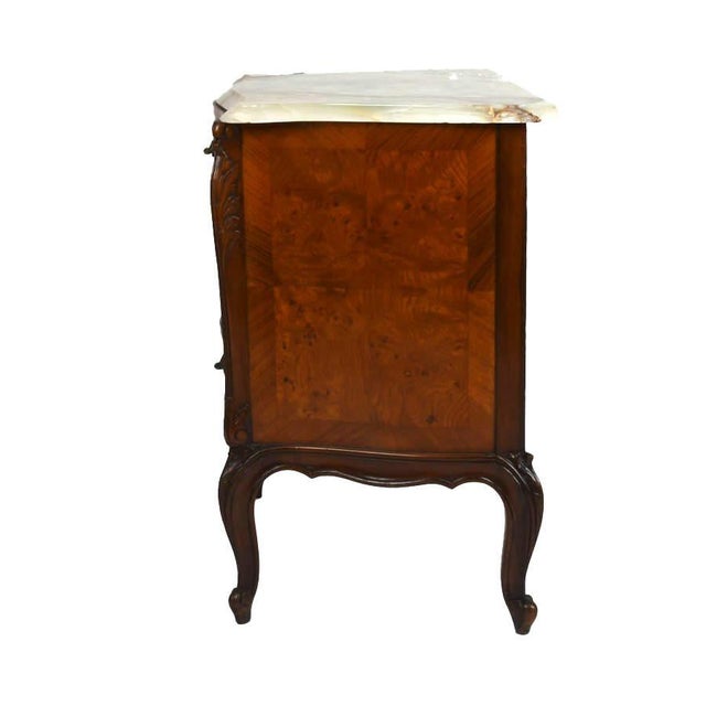 Wood Antique French Provincial Walnut Two‑Drawer Nightstand With Marble Top For Sale - Image 7 of 12