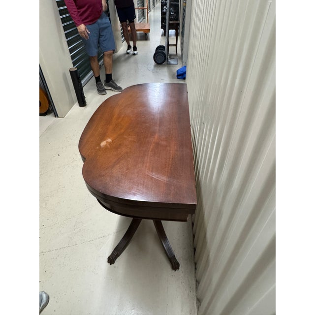 Early 1900s Duncan Phyfe Style Mahogany Folding Game Table With Brass Claw Feet For Sale - Image 12 of 13