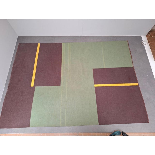 Mid-Century Modern Geometric Rug, Czechoslovakia, 1960s For Sale - Image 3 of 17