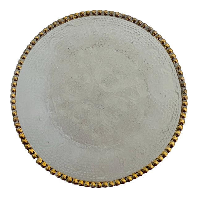 1950s Condiment Dishes, Glass Salt Celler, Trimmed in 22k Gold Beaded Rim - Set of 8 For Sale