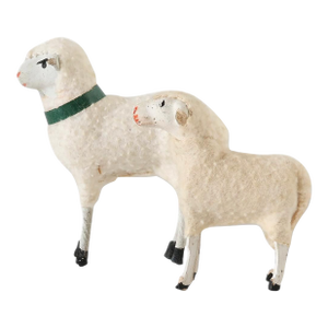 1940s German Wool Sheep, Pair