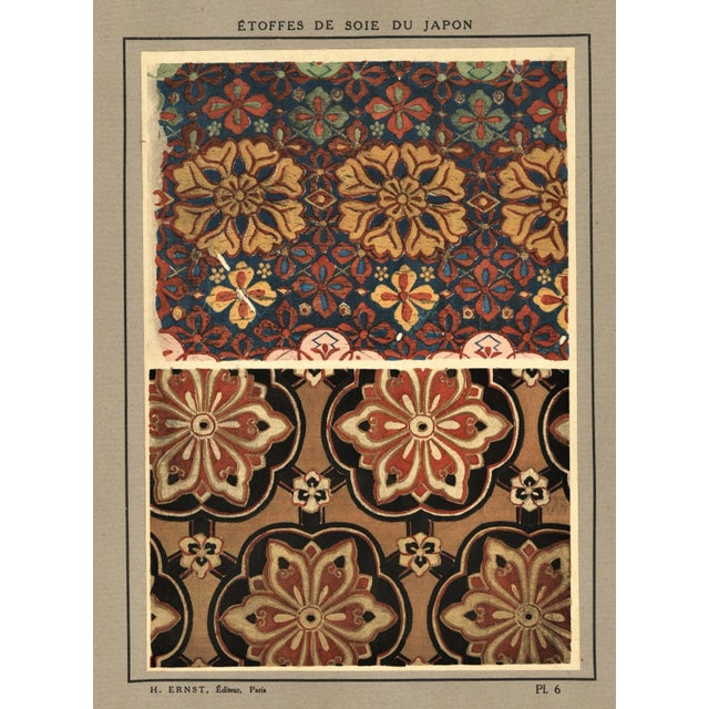 1924 Japanese Silk Textile Design Lithograph For Sale