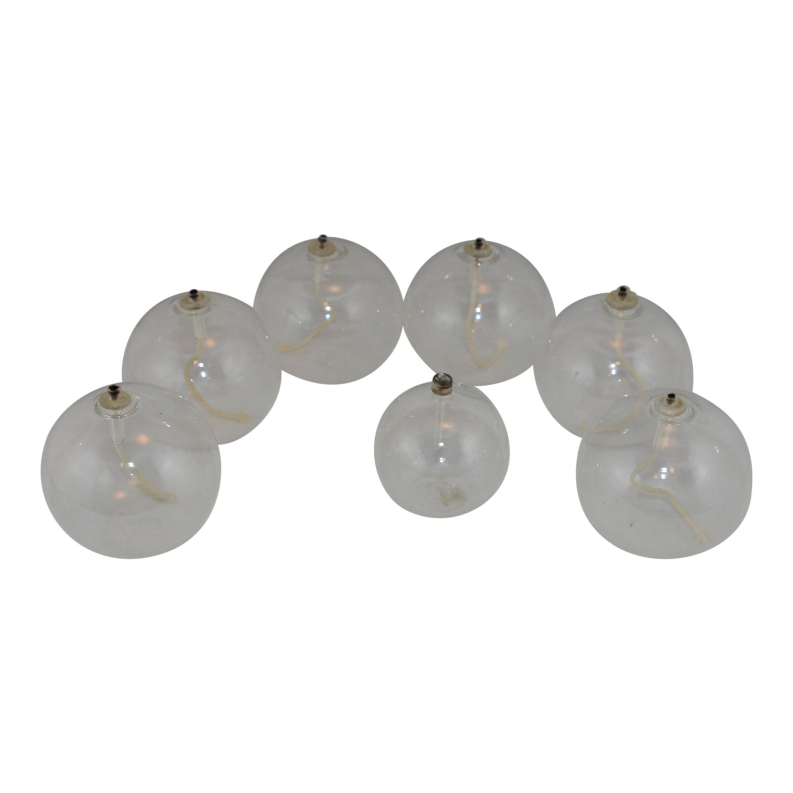 Late 20th Century Firelight Glass Sonata Orb Oil Candles Set of 7
