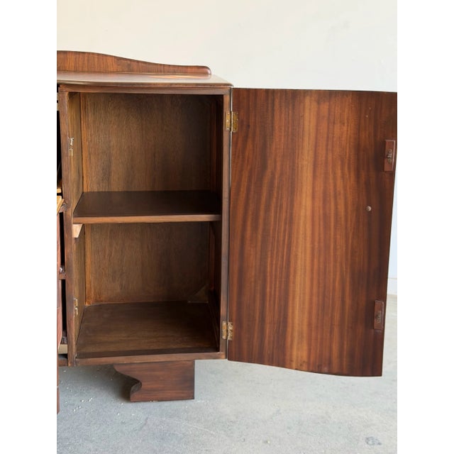1940s Art Deco Curved Waterfall Sideboard With Inlaid Details For Sale - Image 12 of 16