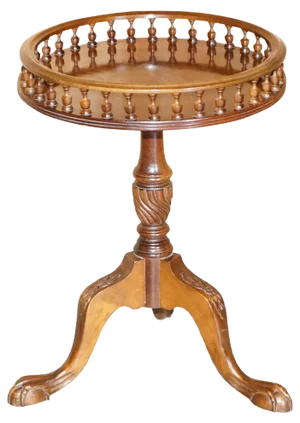 Regency Style Flamed Hardwood Gallery Rail Side Table with Claw & Ball Feet