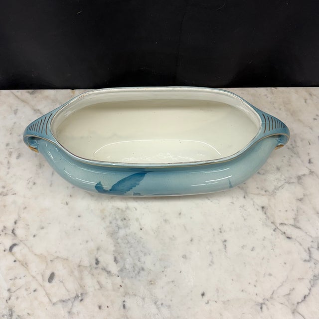 19th Century French Faience Three-Piece Vase and Jardinière Set With Swallows by Keller and Guerin For Sale - Image 12 of 16