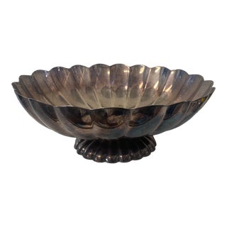1960s Reed and Barton Fluted Silverplate Large Pedestal Bowl For Sale