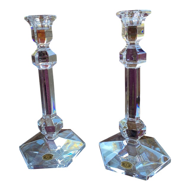 Vintage Val Saint Lambert Lead Crystal Candlesticks For Sale